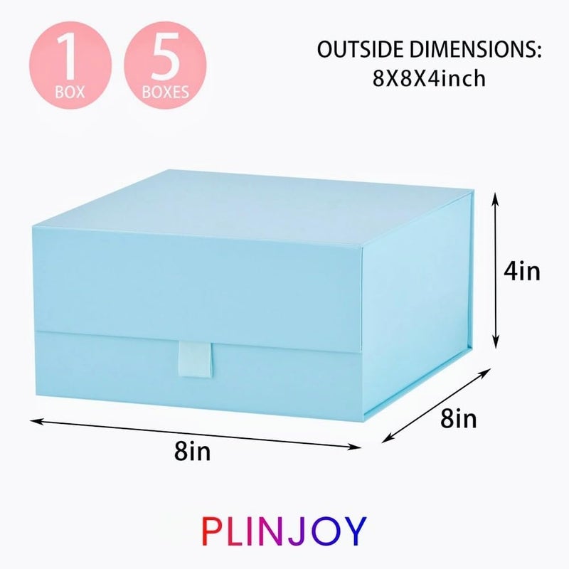 PLINJOY Blue Gift Box 8x8x4 Inches Small Gift Boxes for Presents with Magnetic Closure Lid Luxury Collapsible Gift Box Bridesmaid, Wedding, Birthday Boxs for Gift Packaging - Image 4